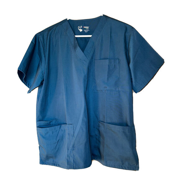 Pandamed Nursing Scrub Set Women Top& Pants Caribbean Blue Color Size M Pockets - Picture 2 of 3